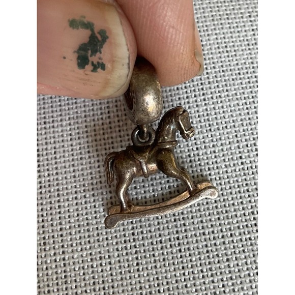 Pandora 925 Sterling Silver ALE rocking horse hanging charm bead - Picture 1 of 5